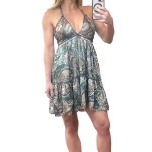 Subdued Made in Italy Paisley Halter Mini Dress - Y2K Style Size 2